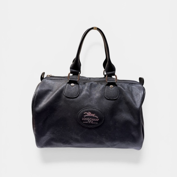 Longchamp Handbags - Vintage Longchamp Black Leather Boston handbag